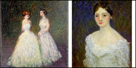 a portrait of a wedding of two brides in Monet style